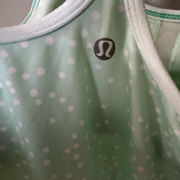 Lululemon Power Y Back Tank Mint Green & White Polka Dots Size 4 - Picture 4 of 5